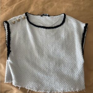 Elegant Zara White Tweed Women's Top